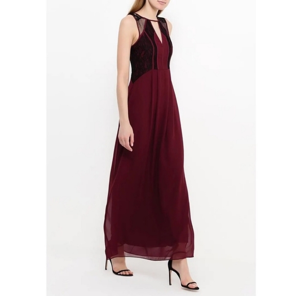 BCBGeneration Dresses & Skirts - BCBGENERATION  Maroon Black Lace Maxi Dress 12